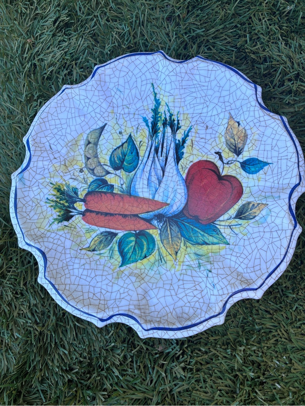 Vintage Pair of Lami Italy Crackled Melamine Wall Plates